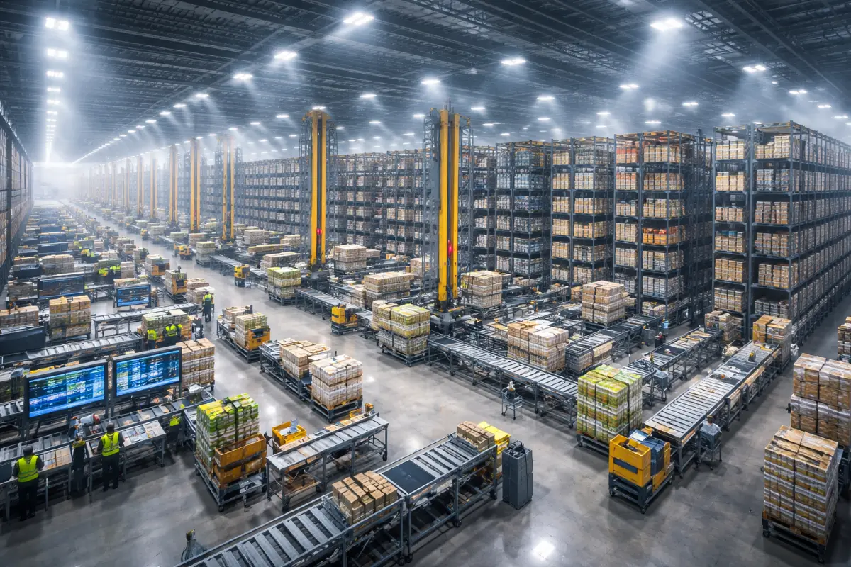 Un entrepôt de distribution alimentaire moderne et technologique