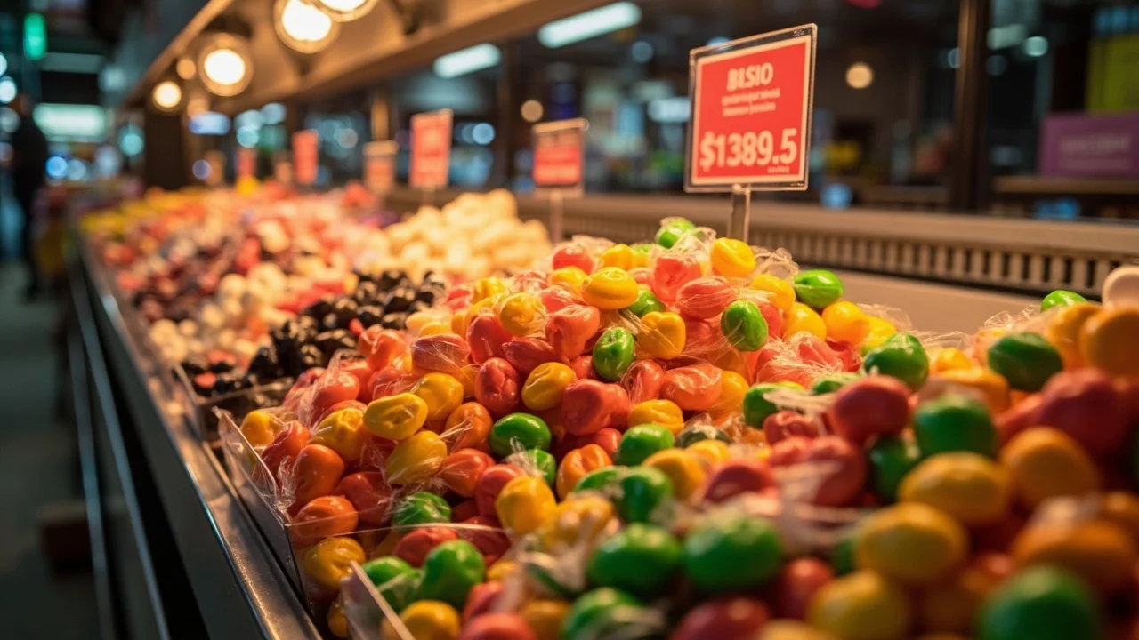 Scène du marché des confiseries